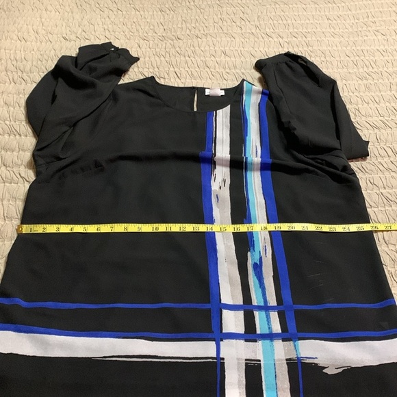 Liz Claiborne Women’s Abstract Black/Blue Size XL Blouse Office Artsy - Picture 10 of 12